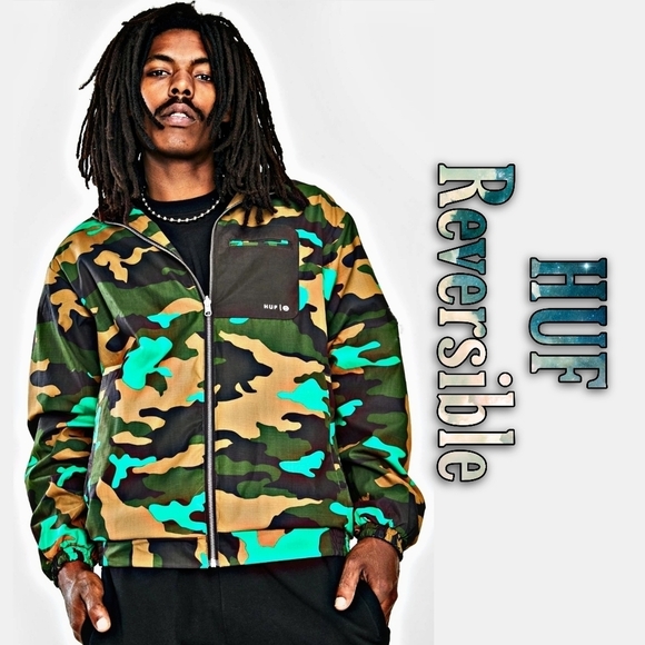 HUF ✦ Camo Reversible Cambridge Harrington Jacket ✦ Men’s S Double-Layer Cotton - Picture 5 of 9